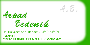 arpad bedenik business card